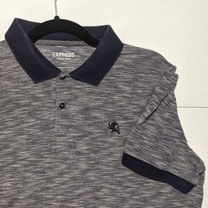 🆕Men Polo Shirt Gray with Dark Navy Collar